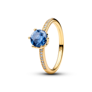 Blue Sparkling Crown Solitaire Ring