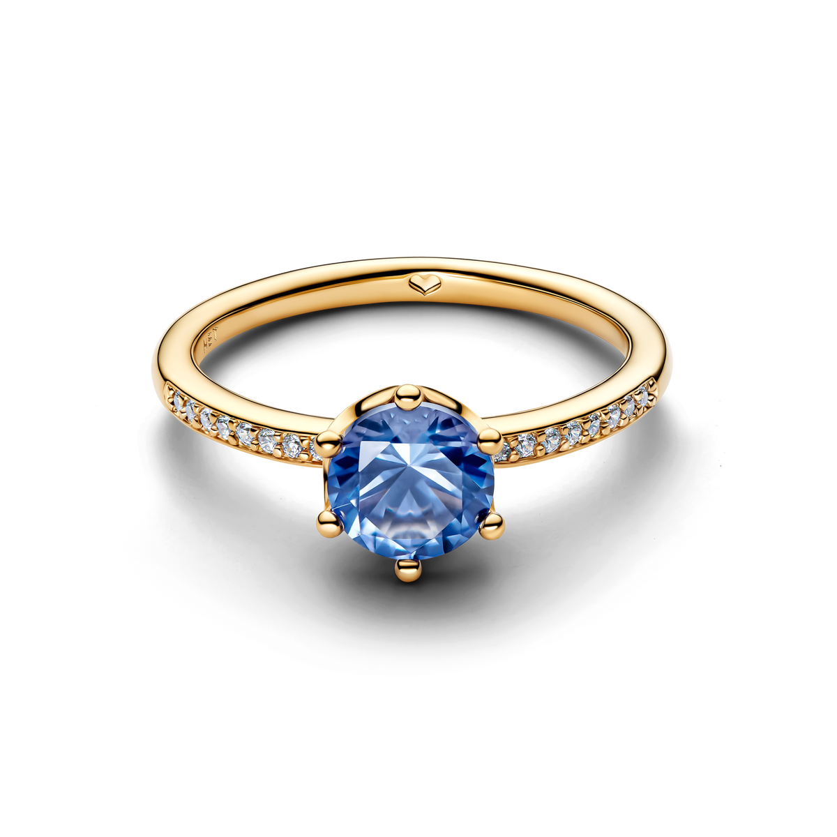 Blue Sparkling Crown Solitaire Ring