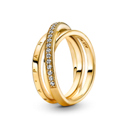 Crossover Pavé Triple Band Ring