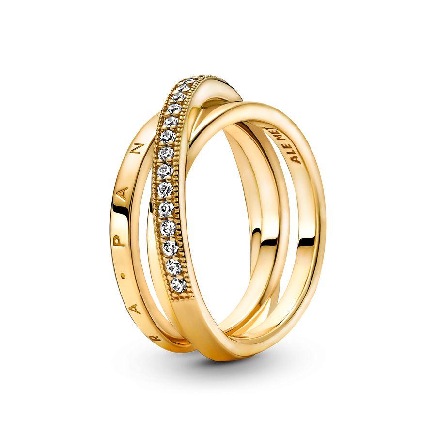 Crossover Pavé Triple Band Ring
