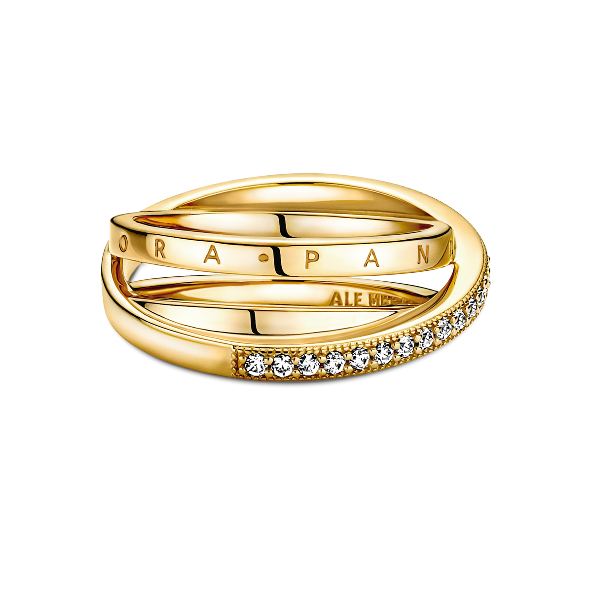 Crossover Pavé Triple Band Ring