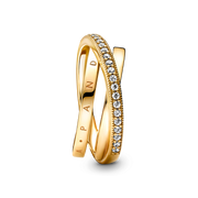 Crossover Pavé Triple Band Ring