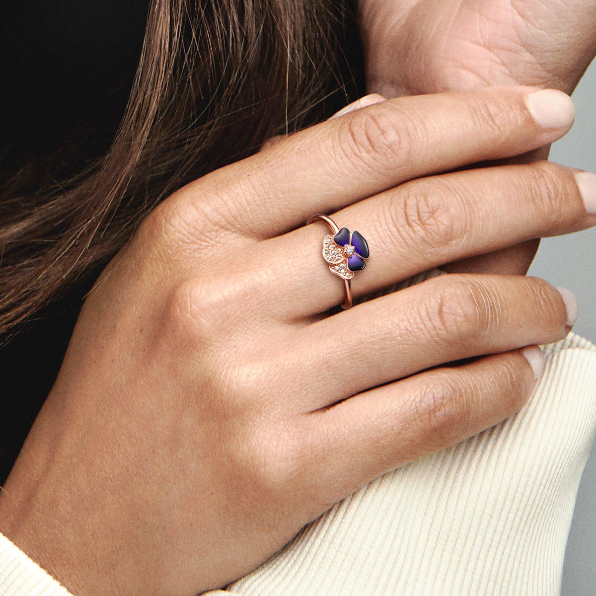 FINAL SALE - Deep Purple Pansy Flower Ring