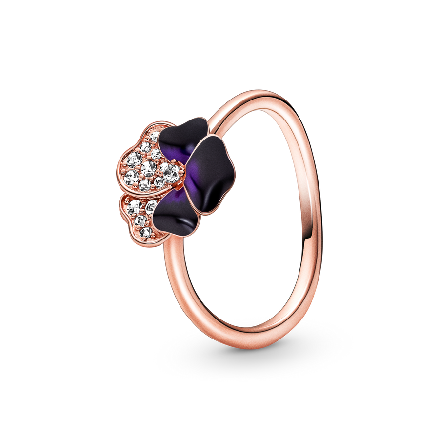 FINAL SALE - Deep Purple Pansy Flower Ring