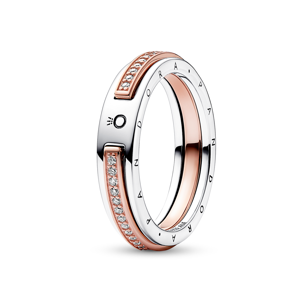 Pandora Signature Two-tone Logo & Pavé Ring