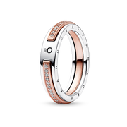 Pandora Signature Two-tone Logo & Pavé Ring