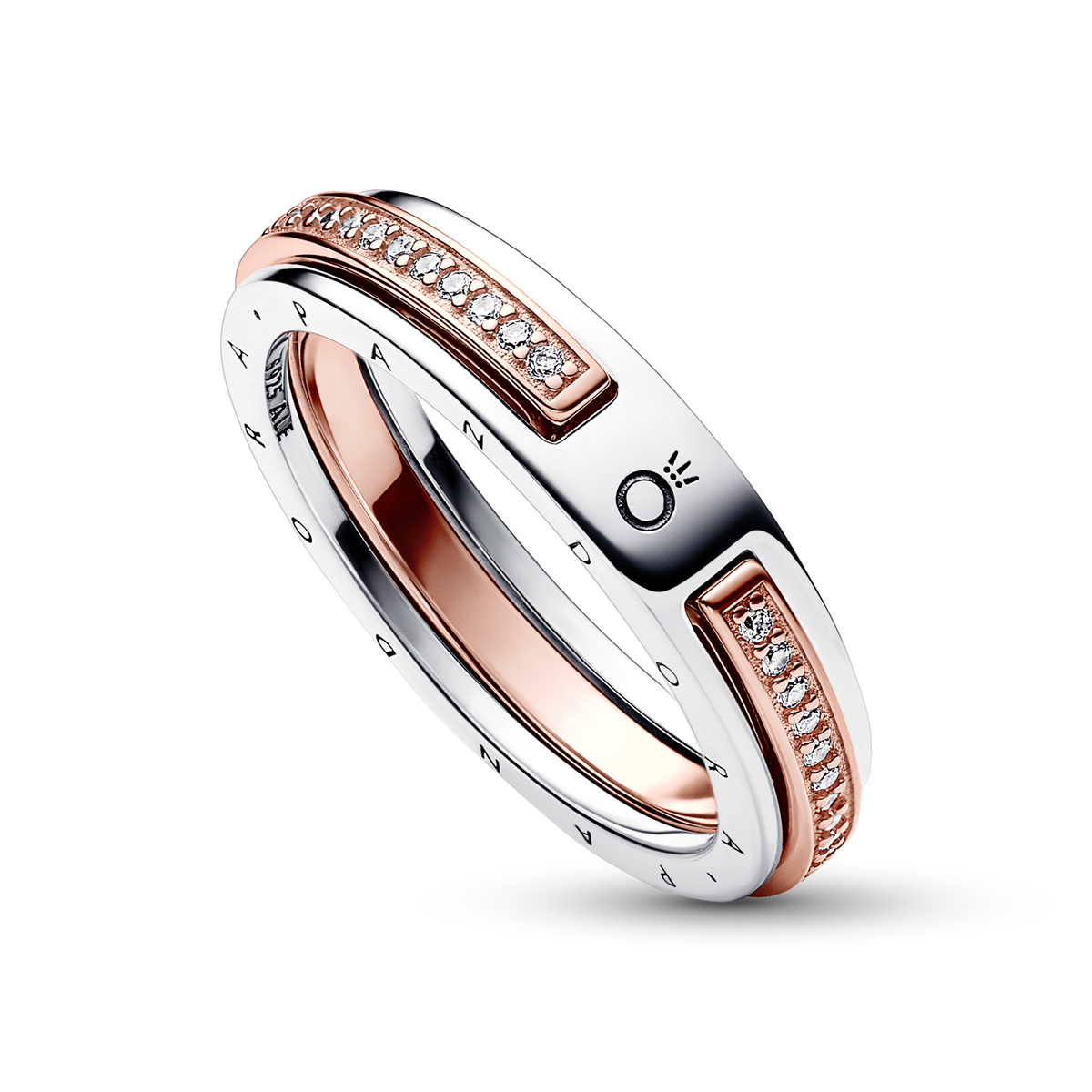 Pandora Signature Two-tone Logo & Pavé Ring