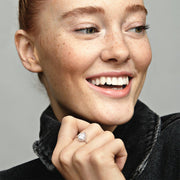 Sparkling Teardrop Halo Ring