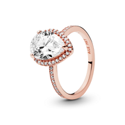 Sparkling Teardrop Halo Ring