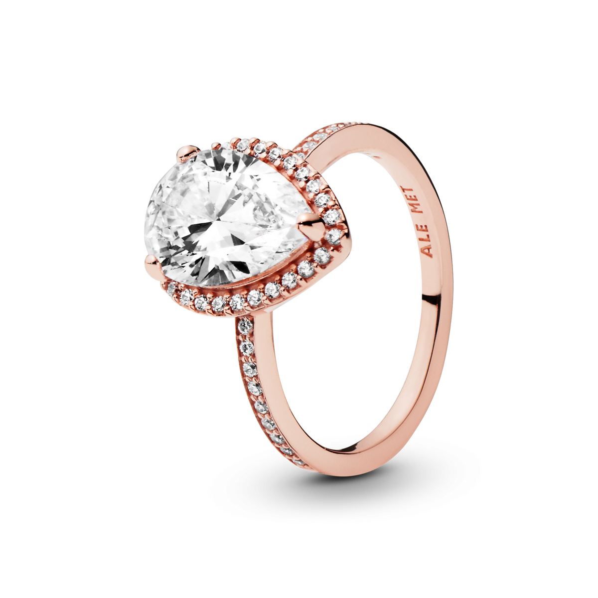 Sparkling Teardrop Halo Ring