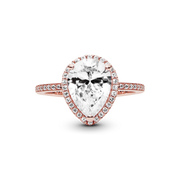 Sparkling Teardrop Halo Ring