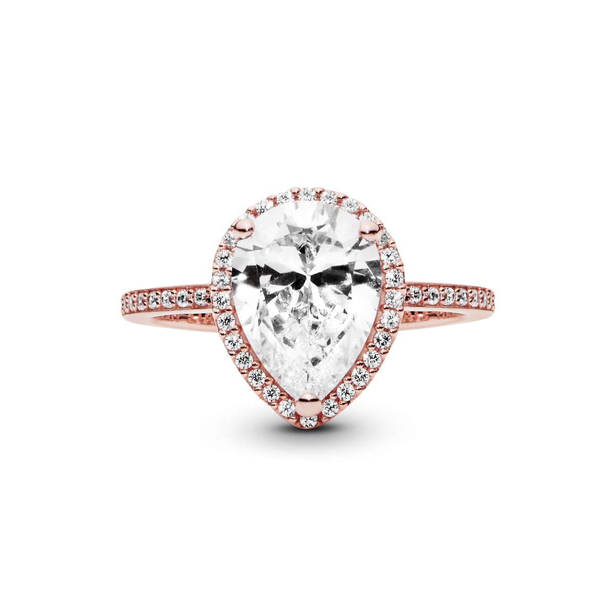 Sparkling Teardrop Halo Ring