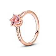 Pink Sparkling Crown Solitaire Ring