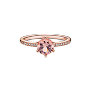 Pink Sparkling Crown Solitaire Ring
