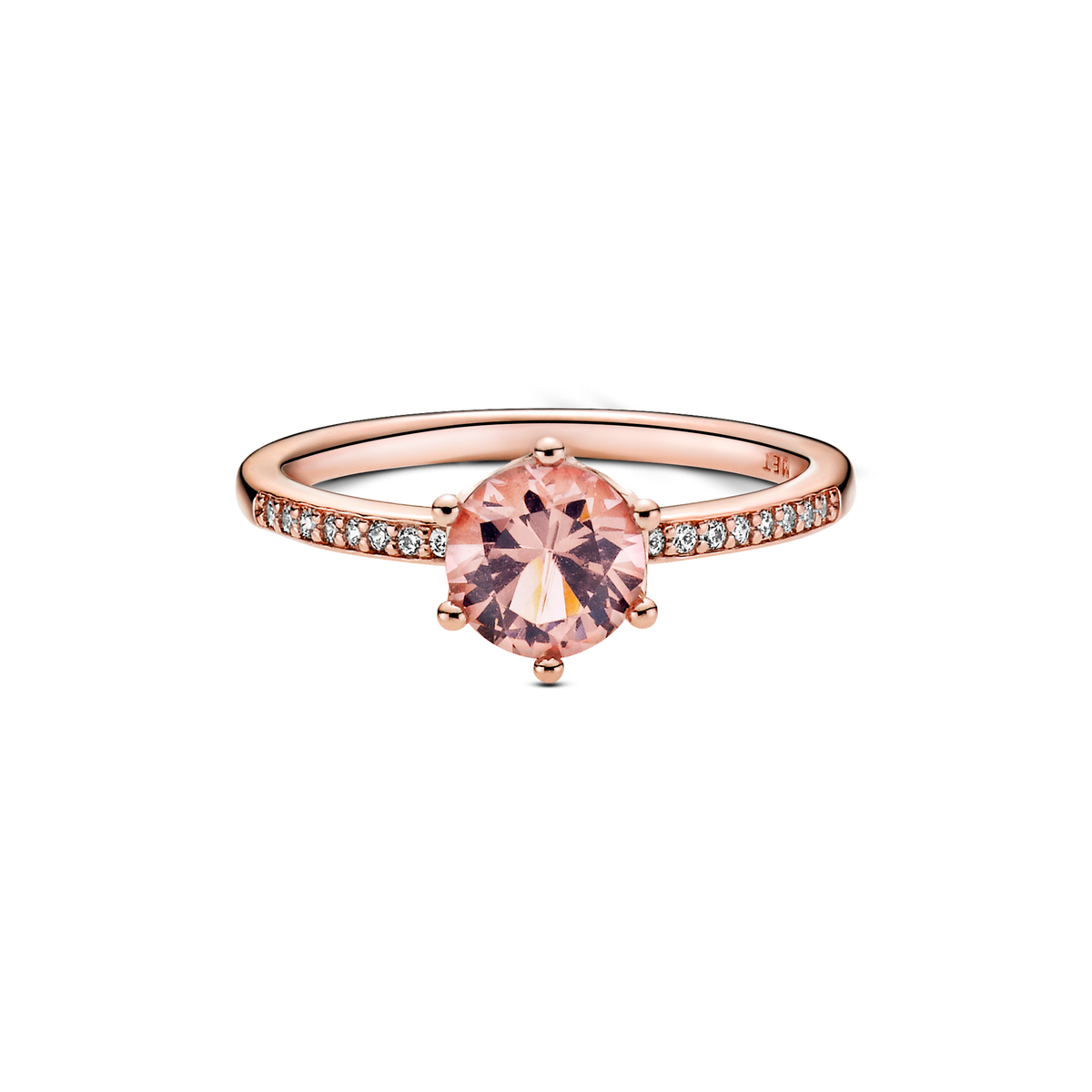 Pink Sparkling Crown Solitaire Ring