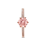 Pink Sparkling Crown Solitaire Ring