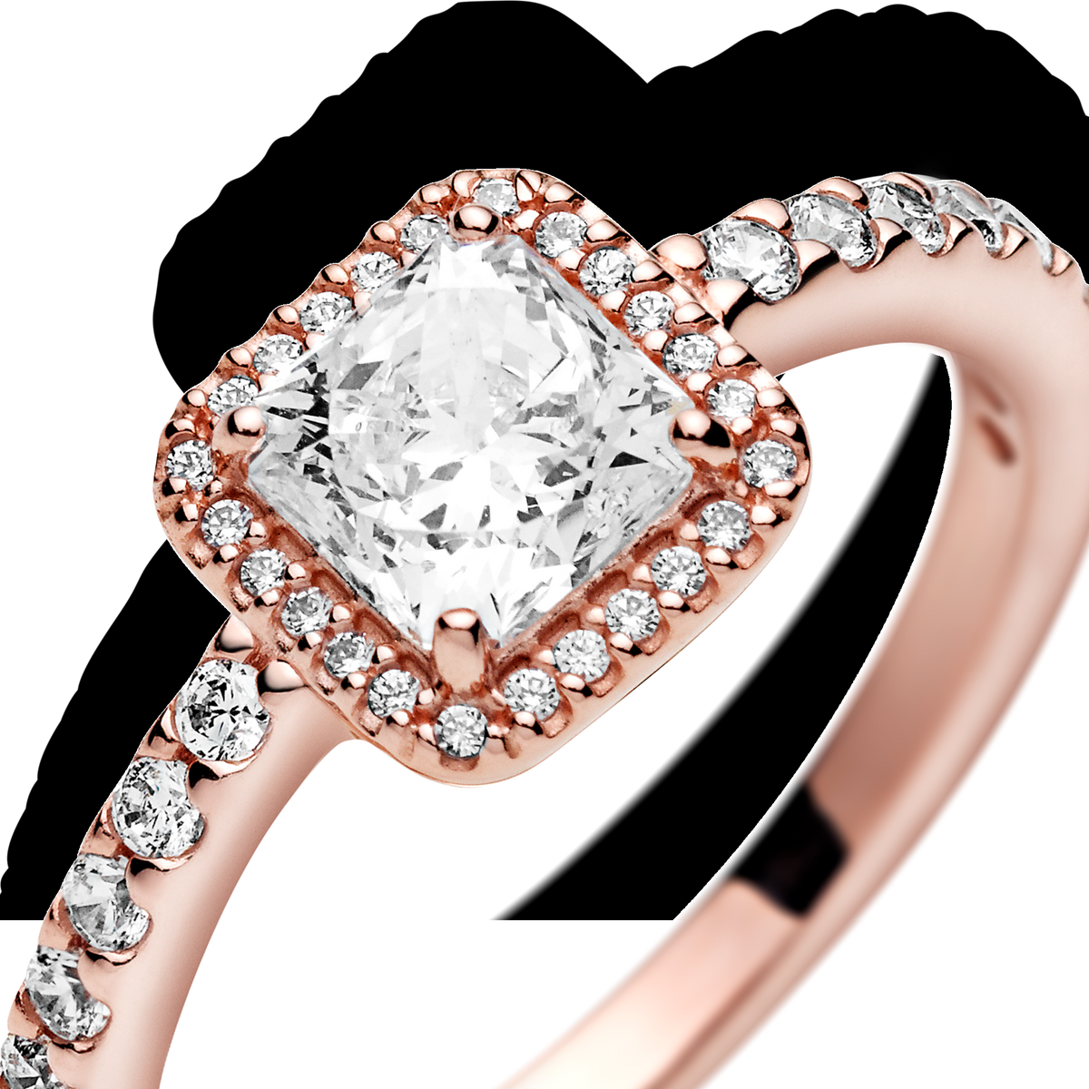 Square Sparkle Halo Ring