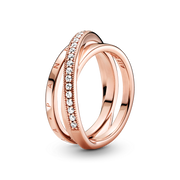 Crossover Pavé Triple Band Ring