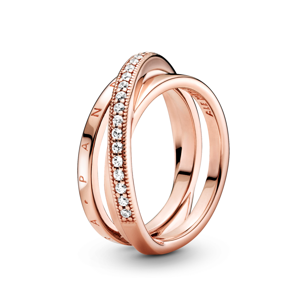 Crossover Pavé Triple Band Ring