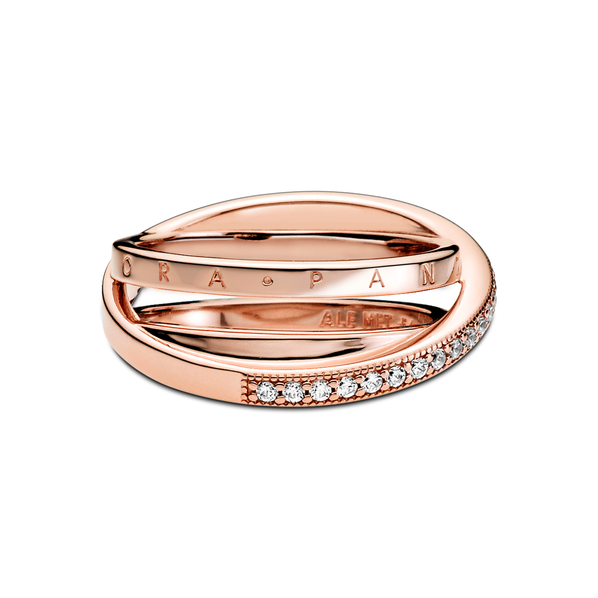 Crossover Pavé Triple Band Ring