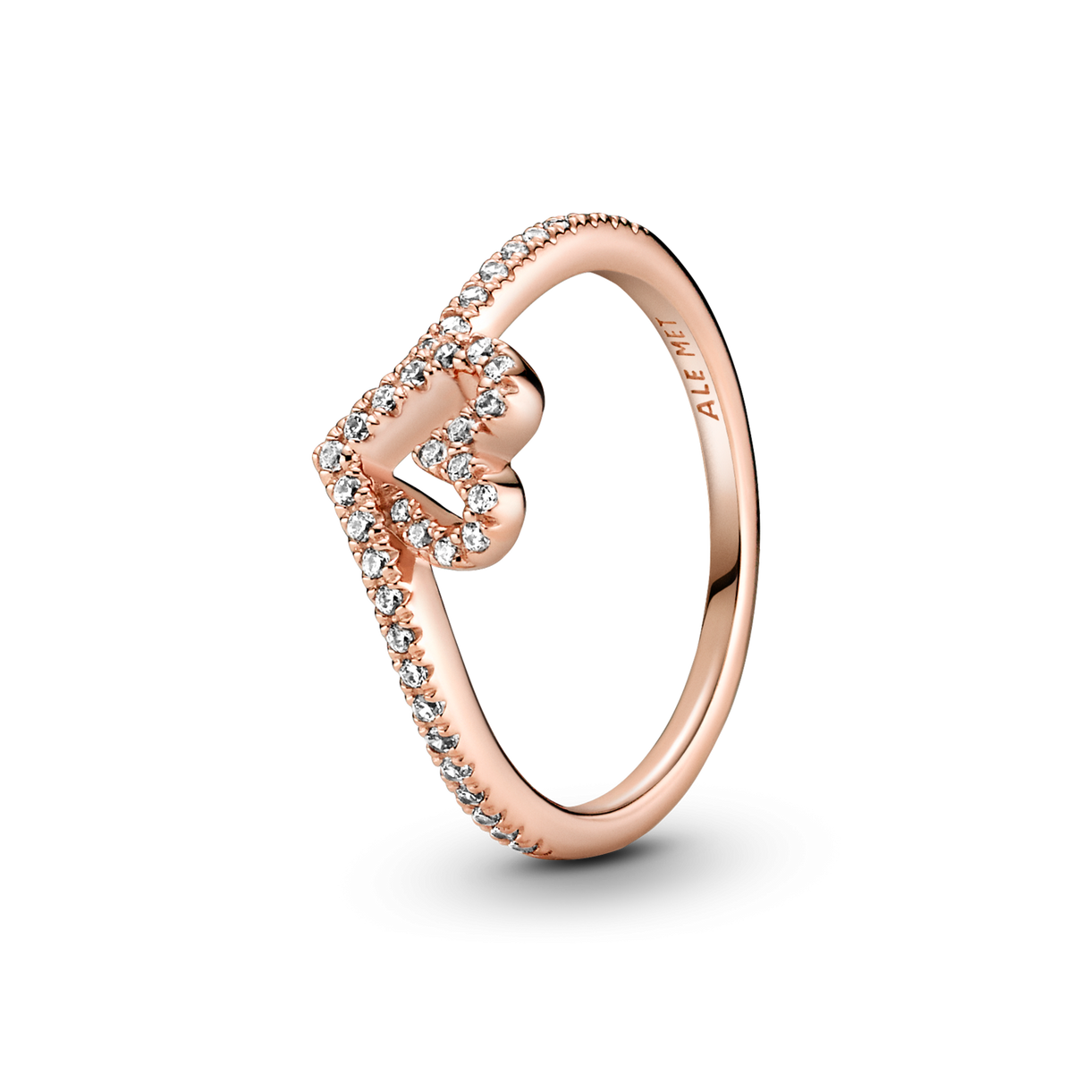 Sparkling Wishbone Heart Ring