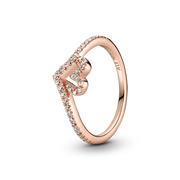Sparkling Wishbone Heart Ring