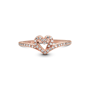 Sparkling Wishbone Heart Ring