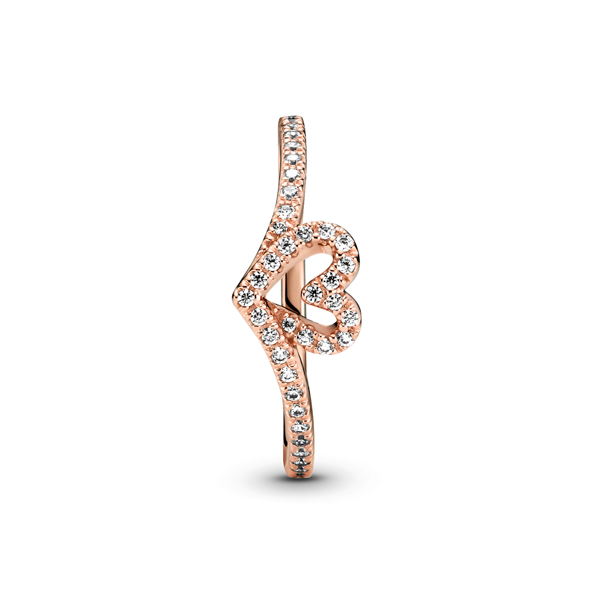 Sparkling Wishbone Heart Ring