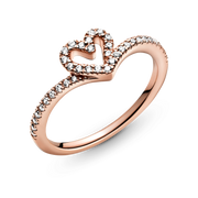 Sparkling Wishbone Heart Ring