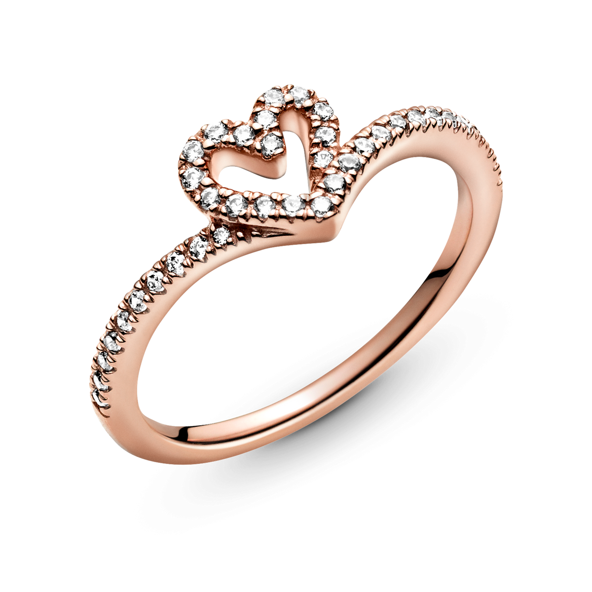 Sparkling Wishbone Heart Ring
