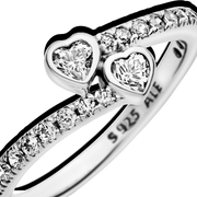 Two Sparkling Hearts Ring