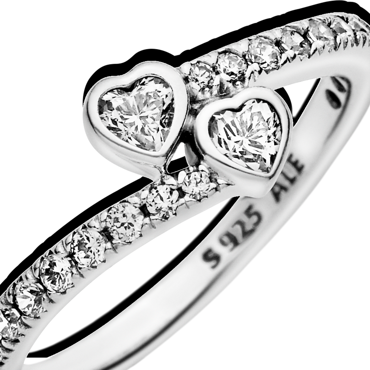 Two Sparkling Hearts Ring