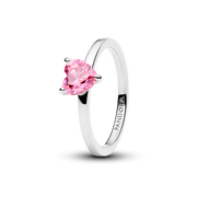 Sparkling Pink Heart Solitaire Ring