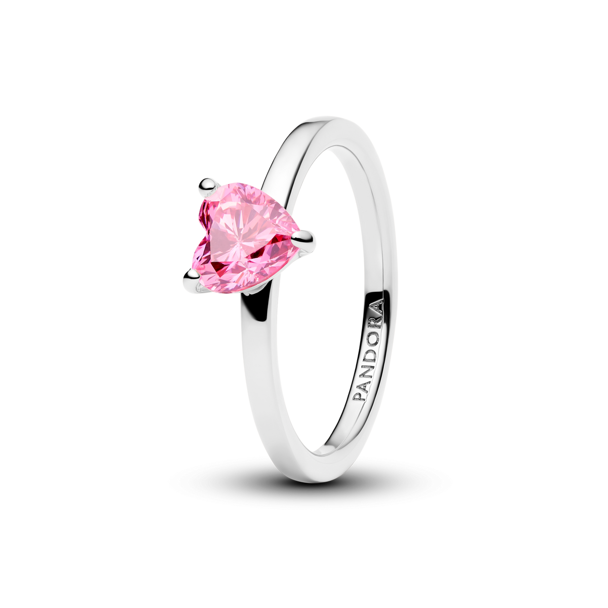 Sparkling Pink Heart Solitaire Ring