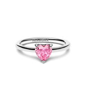 Sparkling Pink Heart Solitaire Ring