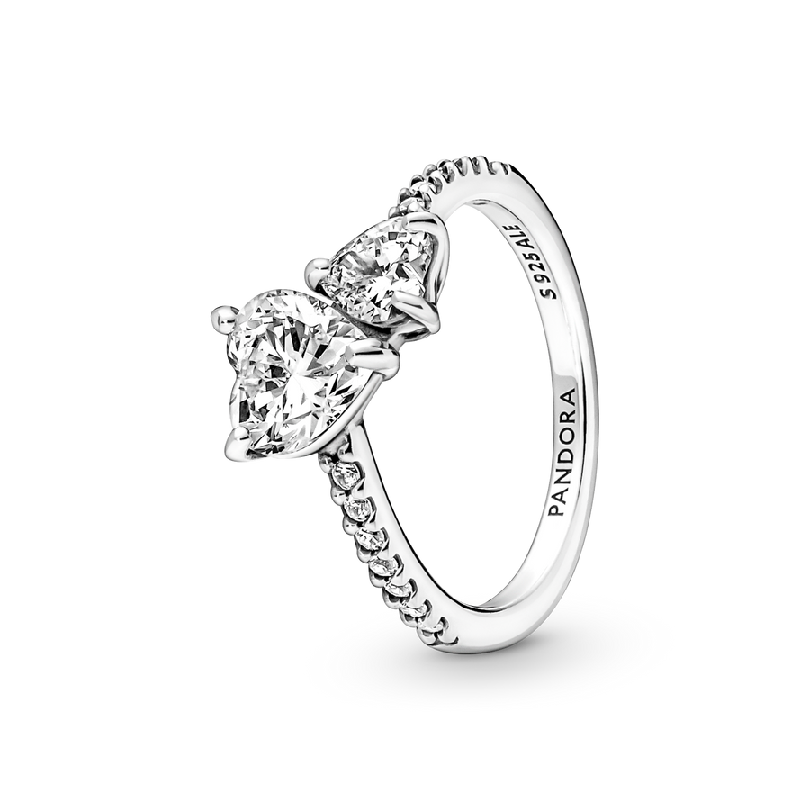 Double Heart Sparkling Ring