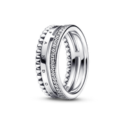 FINAL SALE - Pandora Signature Logo Pavé & Beads Ring