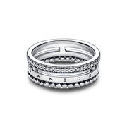 FINAL SALE - Pandora Signature Logo Pavé & Beads Ring