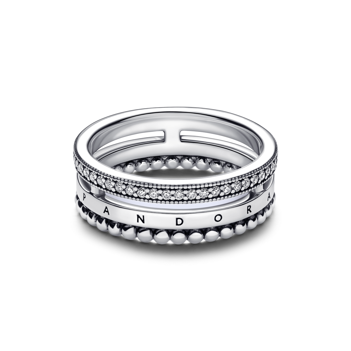 FINAL SALE - Pandora Signature Logo Pavé & Beads Ring