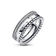 FINAL SALE - Pandora Signature Logo Pavé & Beads Ring