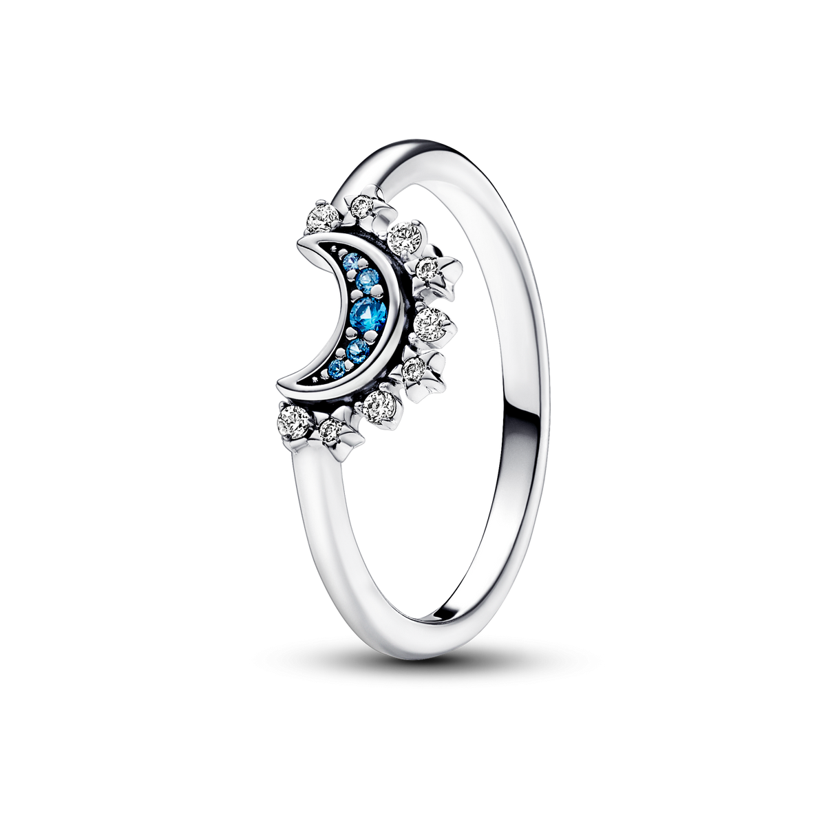 Celestial Blue Sparkling Moon Ring