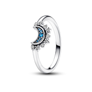Celestial Blue Sparkling Moon Ring