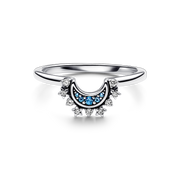 Celestial Blue Sparkling Moon Ring