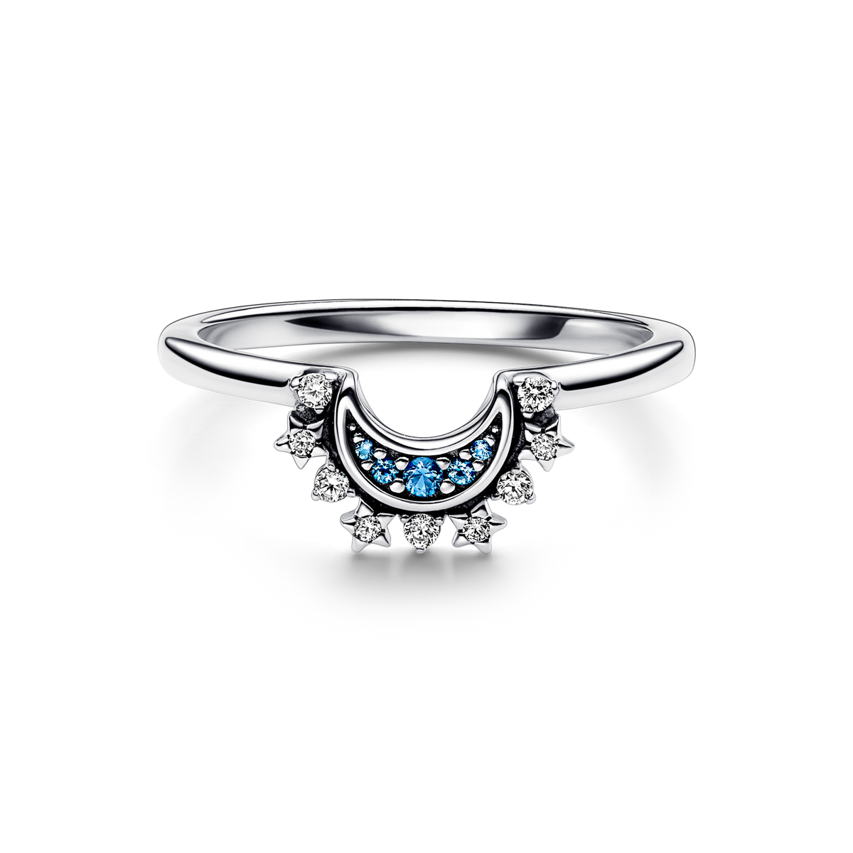 Celestial Blue Sparkling Moon Ring