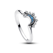 Celestial Blue Sparkling Moon Ring