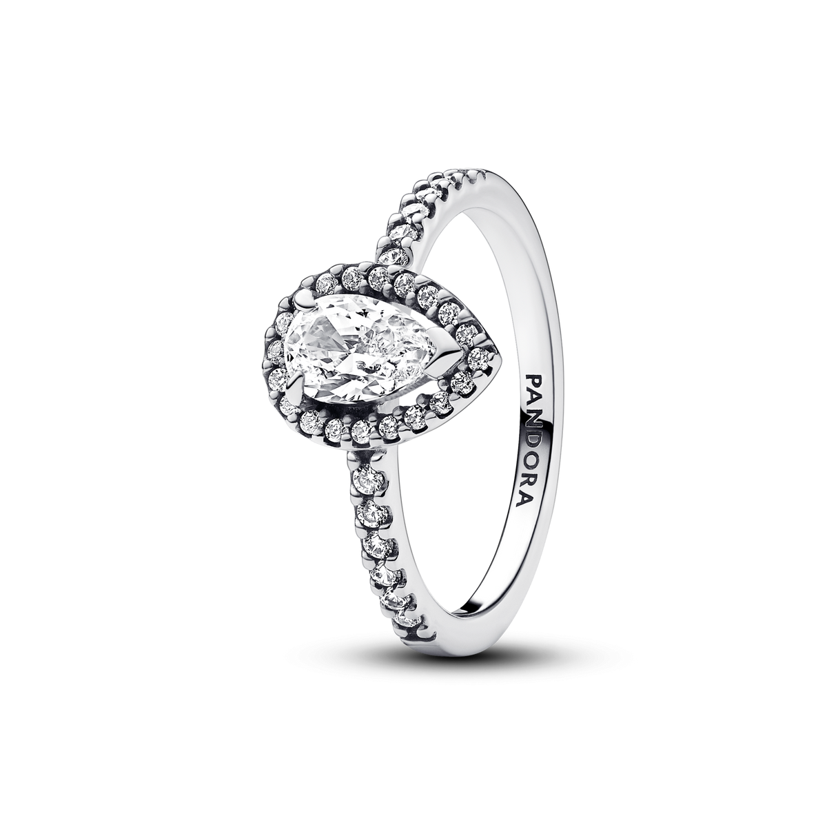 Sparkling Pear Halo Ring