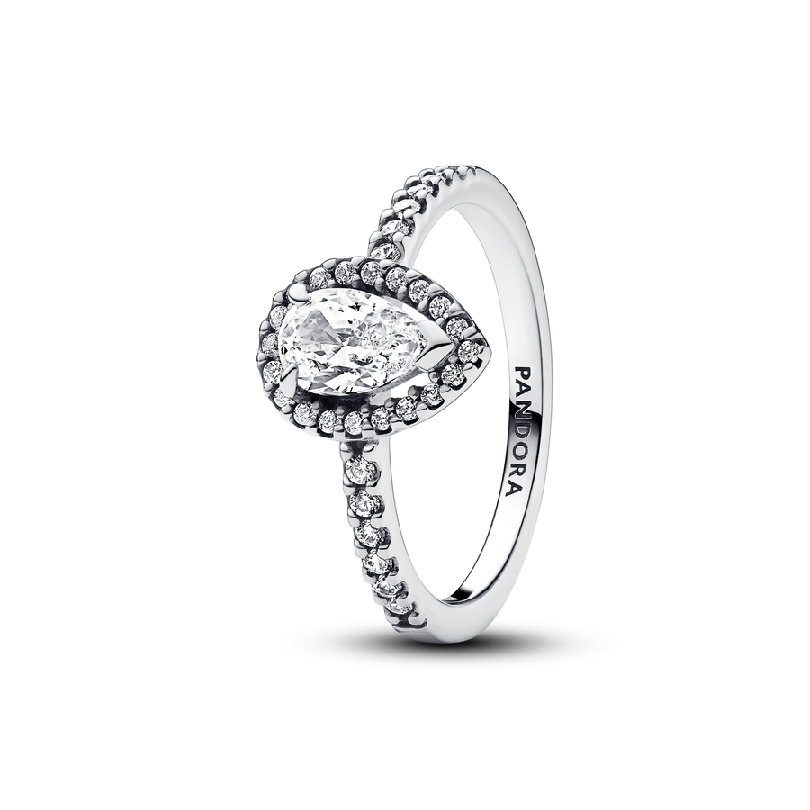 Sparkling Pear Halo Ring