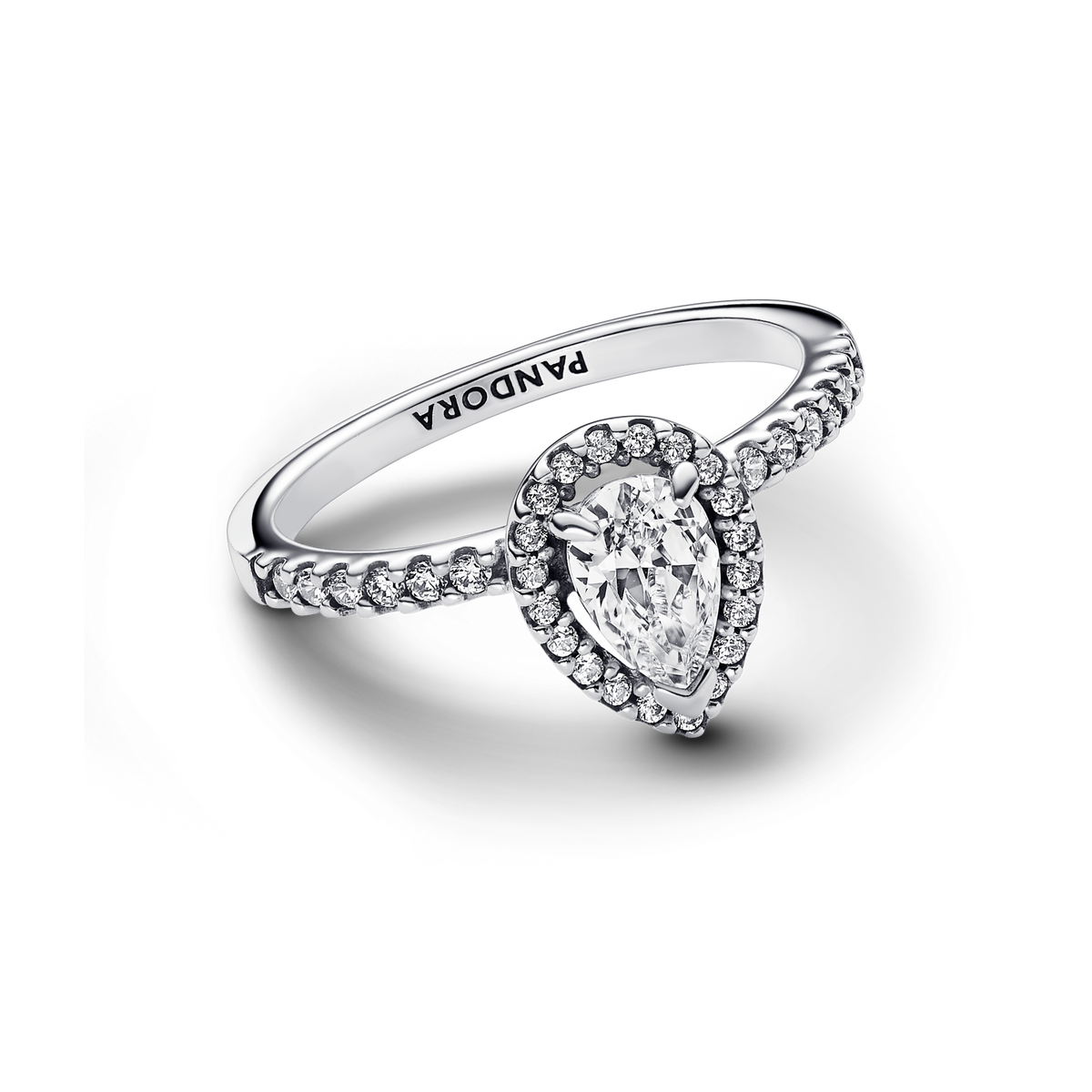 Sparkling Pear Halo Ring