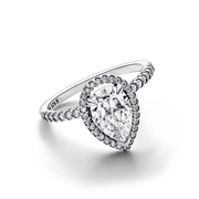 Sparkling Pear Halo Ring