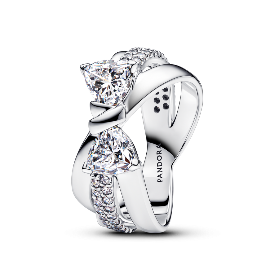 Sparkling Bow Crossover Ring